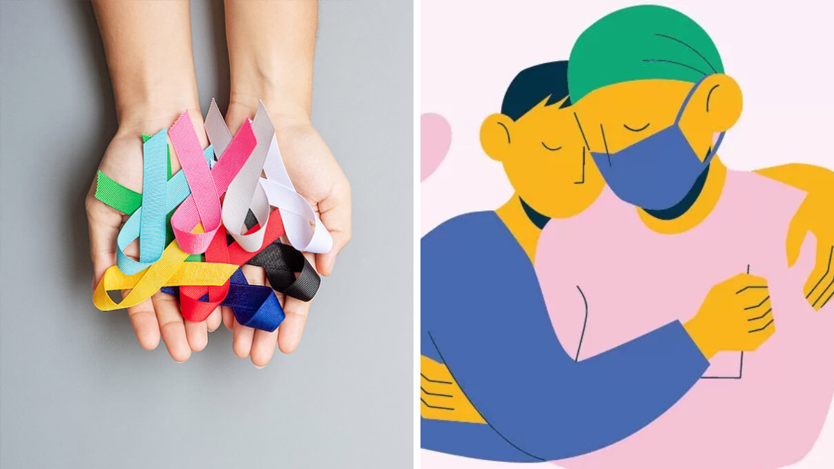 World Cancer Day awareness poster showing cancer prevention and early detection tips