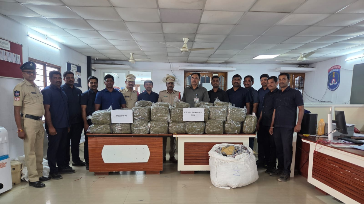 Cyberabad police seized 101.711 kg ganja in joint operation by Kollur police and Serilingampally SOT