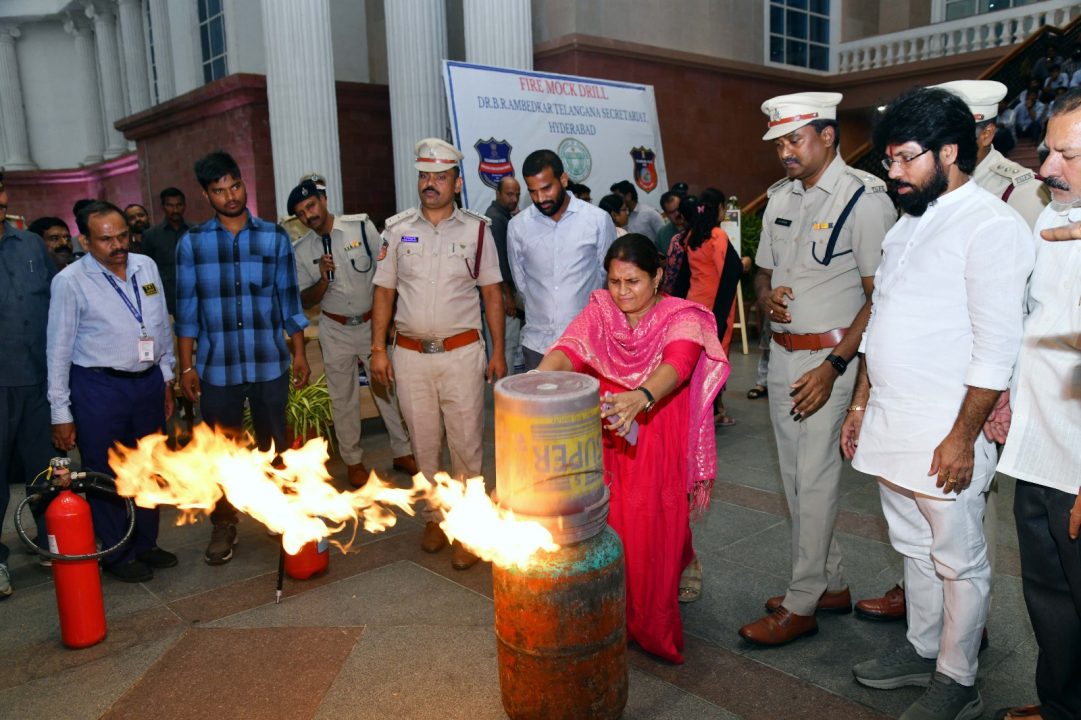 Fire Safety Mock Drill conducted at Dr. B.R. Ambedkar Telangana Secretariat