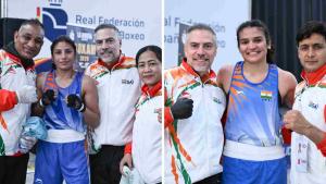Indian boxers celebrating qualification at BOXAM Elite International Spain
