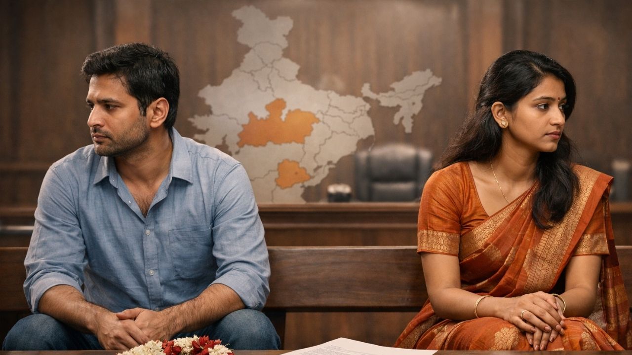 AI-generated symbolic image representing rising divorce cases in India