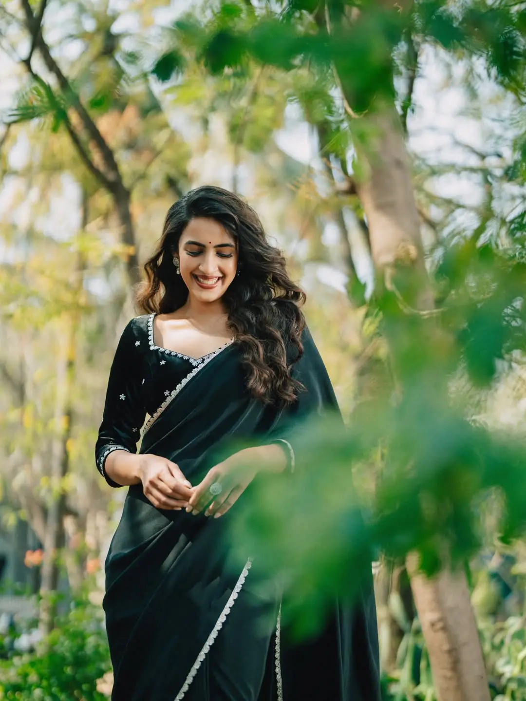 Niharika konidela latest photos in black saree