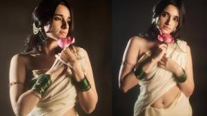Nuveksha latest hot photos in saree