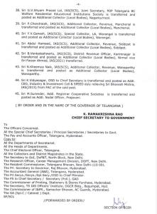 Telangana IAS Transfers list-3