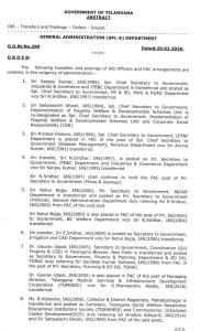 Telangana IAS Transfers list