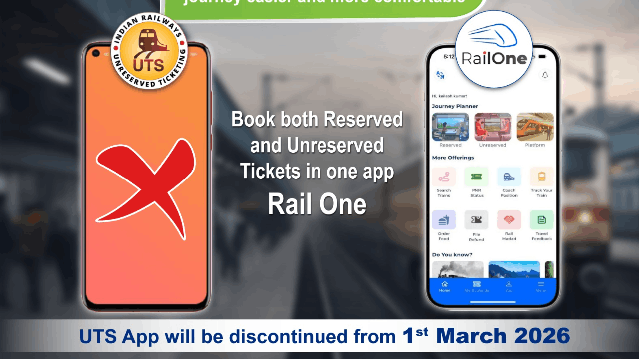 RailOne App Download, UTS App Discontinued