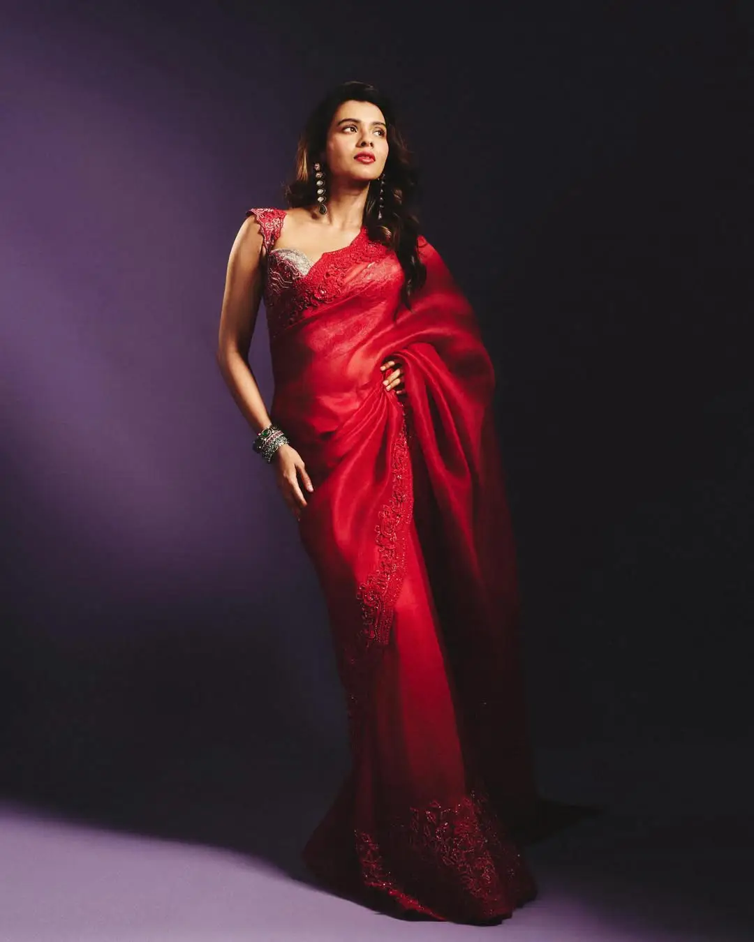 hebah patel latest photos in red saree