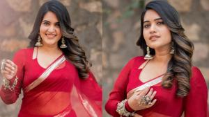 sravanthi chokkarapu latest hot photos in red saree