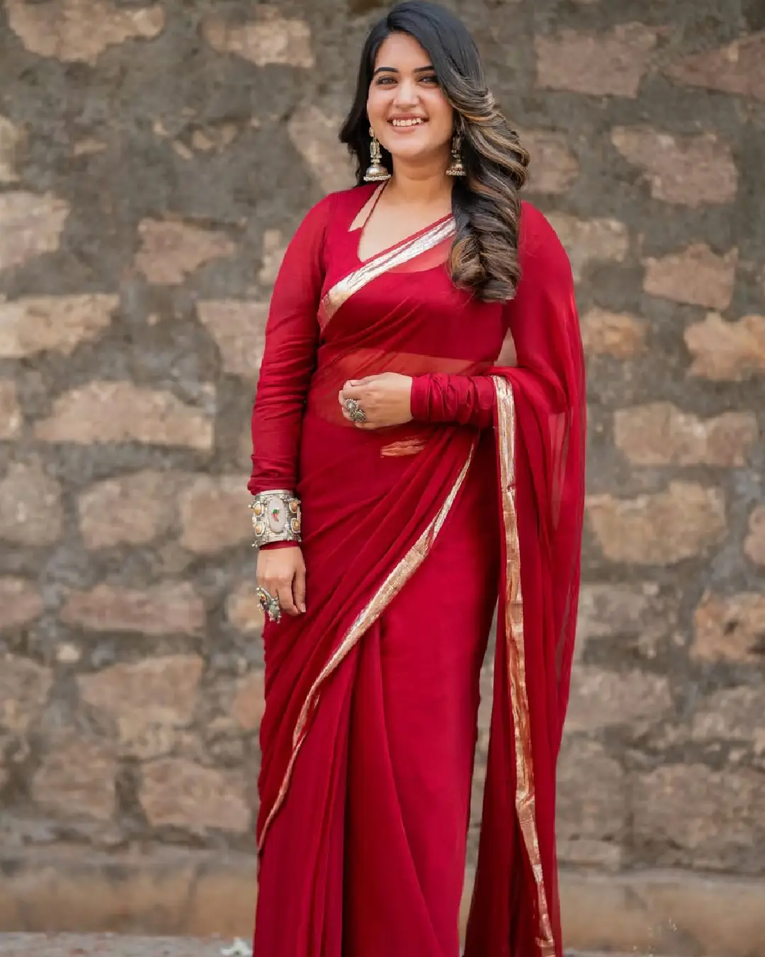 sravanthi chokkarapu latest hot photos in red saree