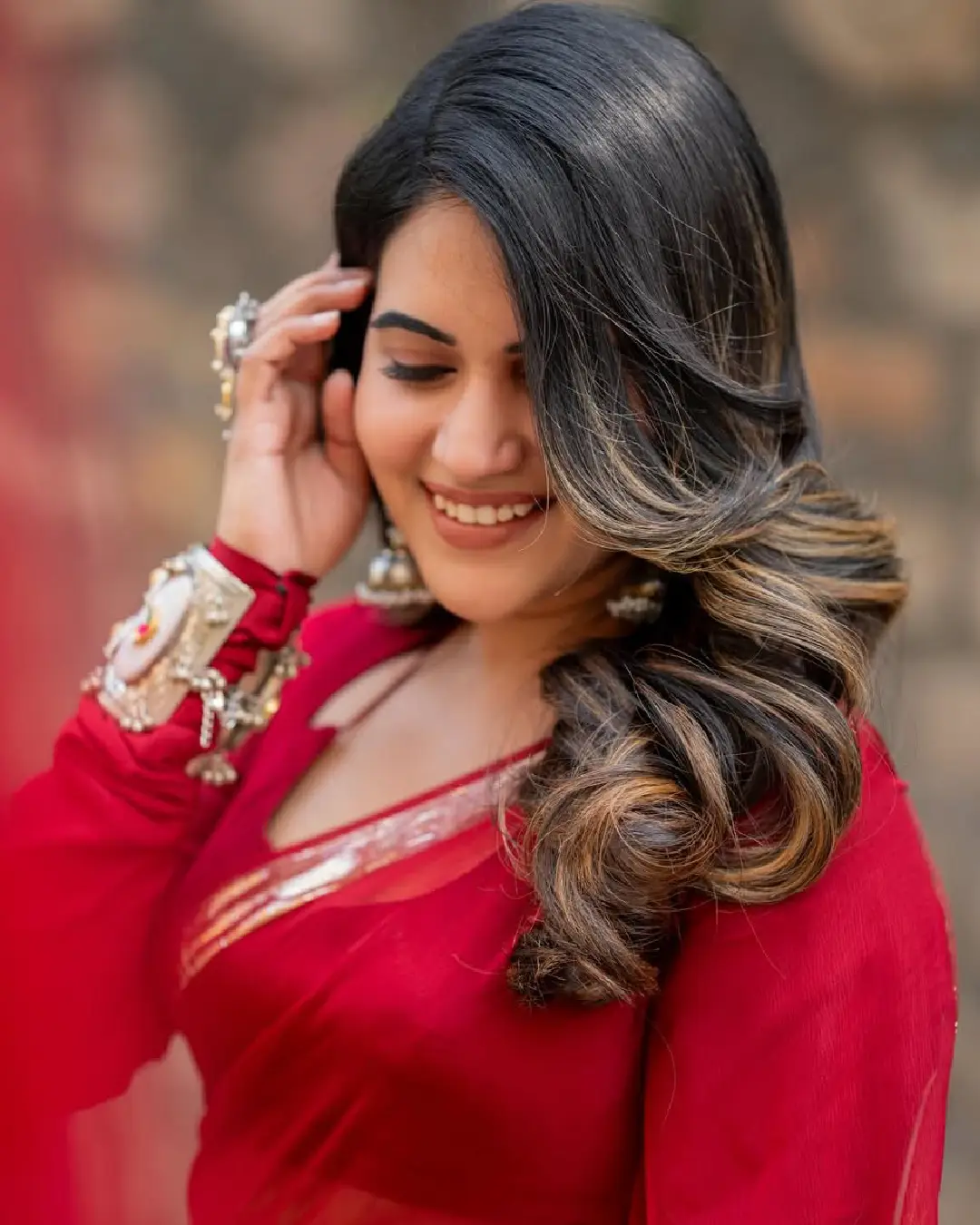 sravanthi chokkarapu latest hot photos in red saree