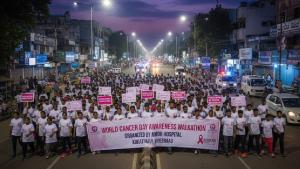 World Cancer Day awareness walkathon organized by AMOR Hospital in Kukatpally Hyderabad