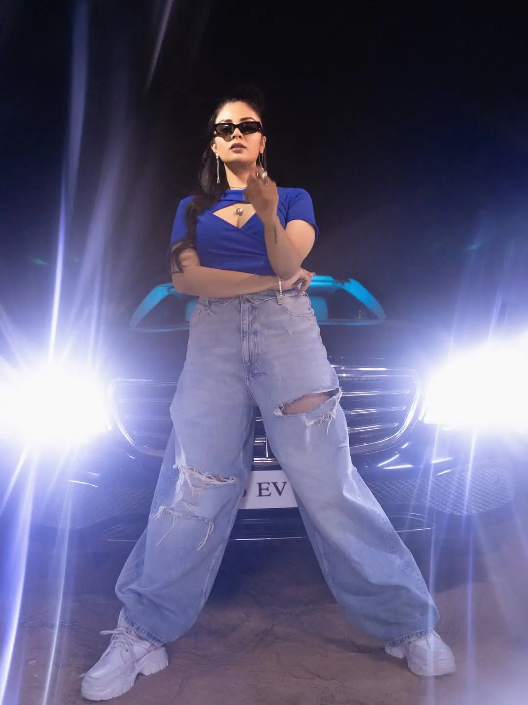 Anchor Sreemukhi latest Photos with Benz Car