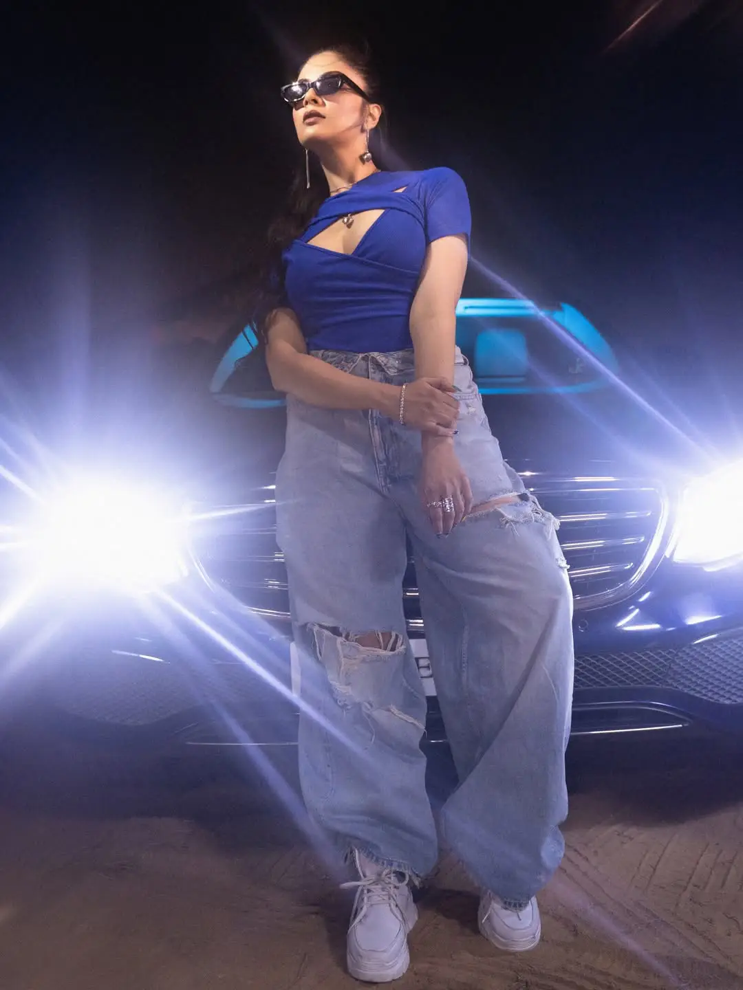 Anchor Sreemukhi latest Photos with Benz Car