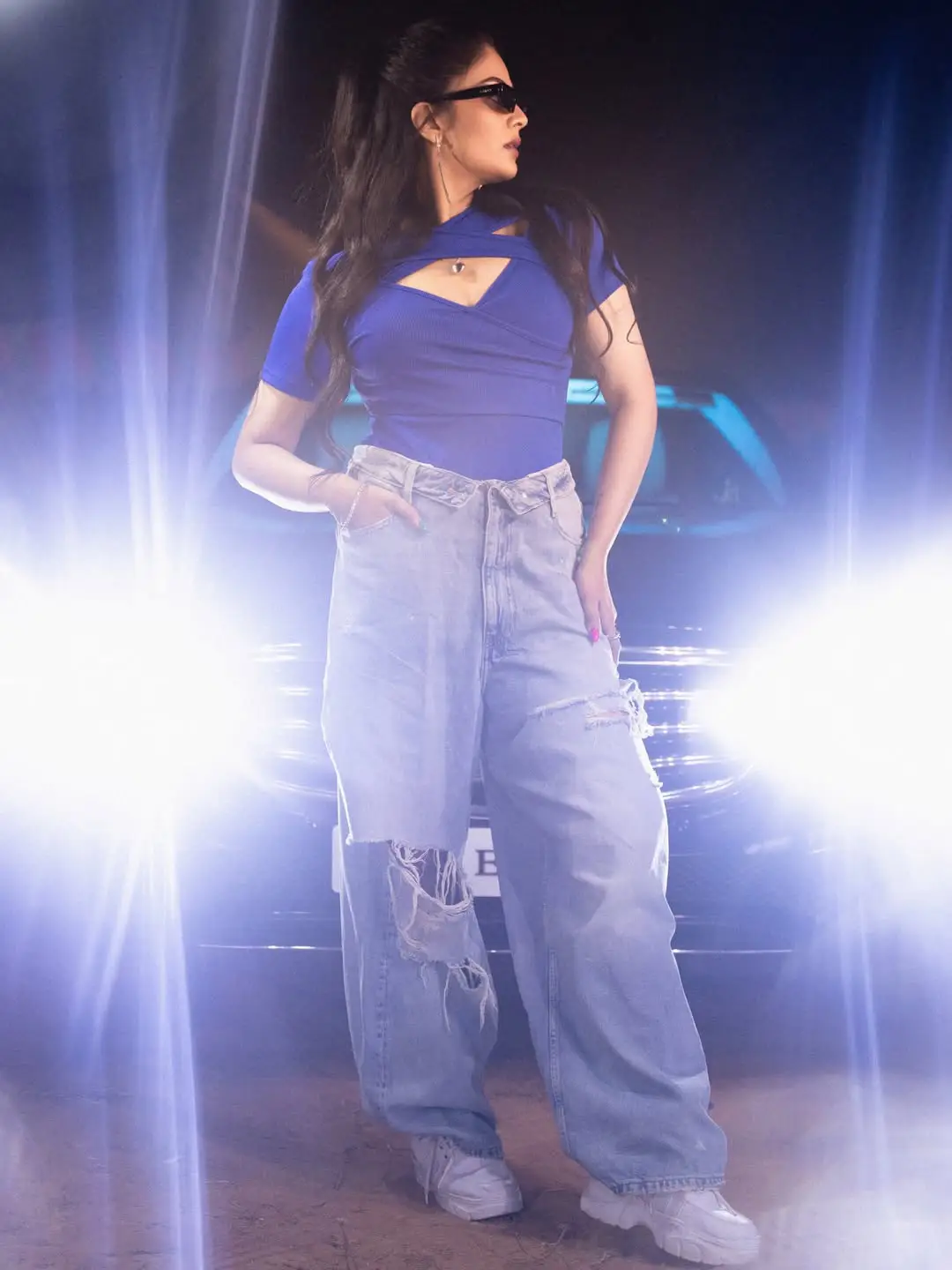 Anchor Sreemukhi latest Photos with Benz Car