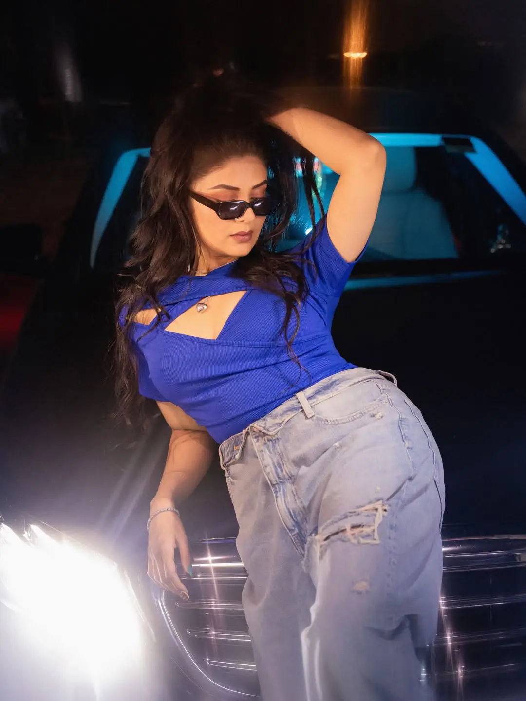 Anchor Sreemukhi latest Photos with Benz Car