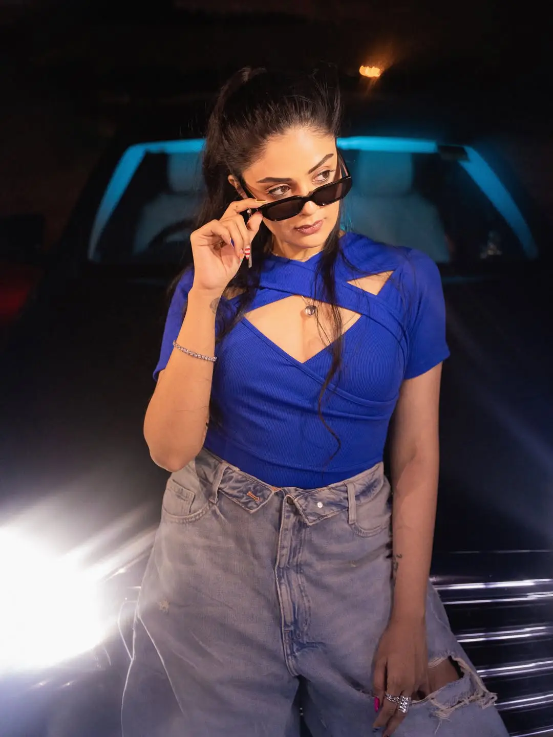 Anchor Sreemukhi latest Photos with Benz Car