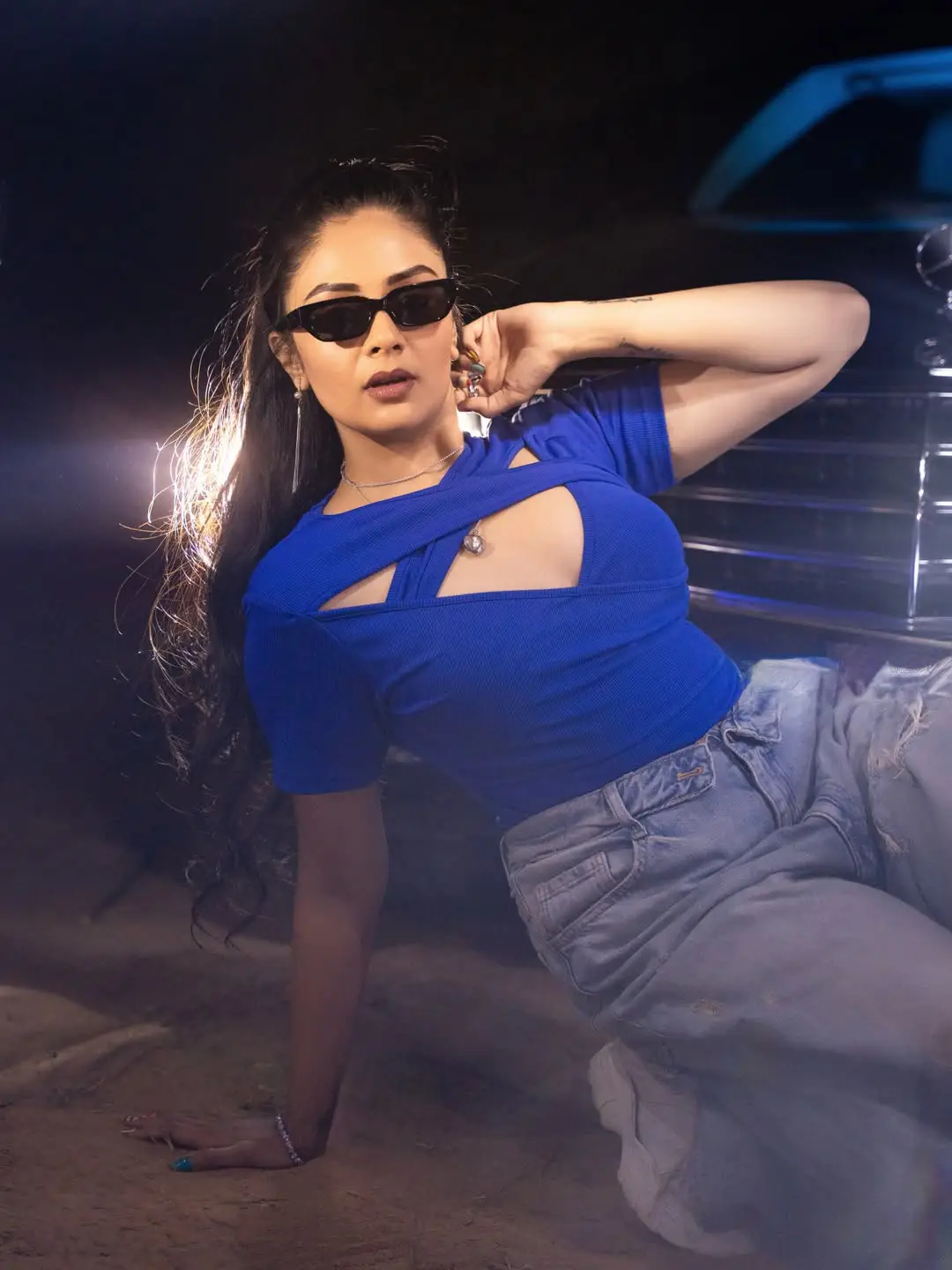 Anchor Sreemukhi latest Photos with Benz Car