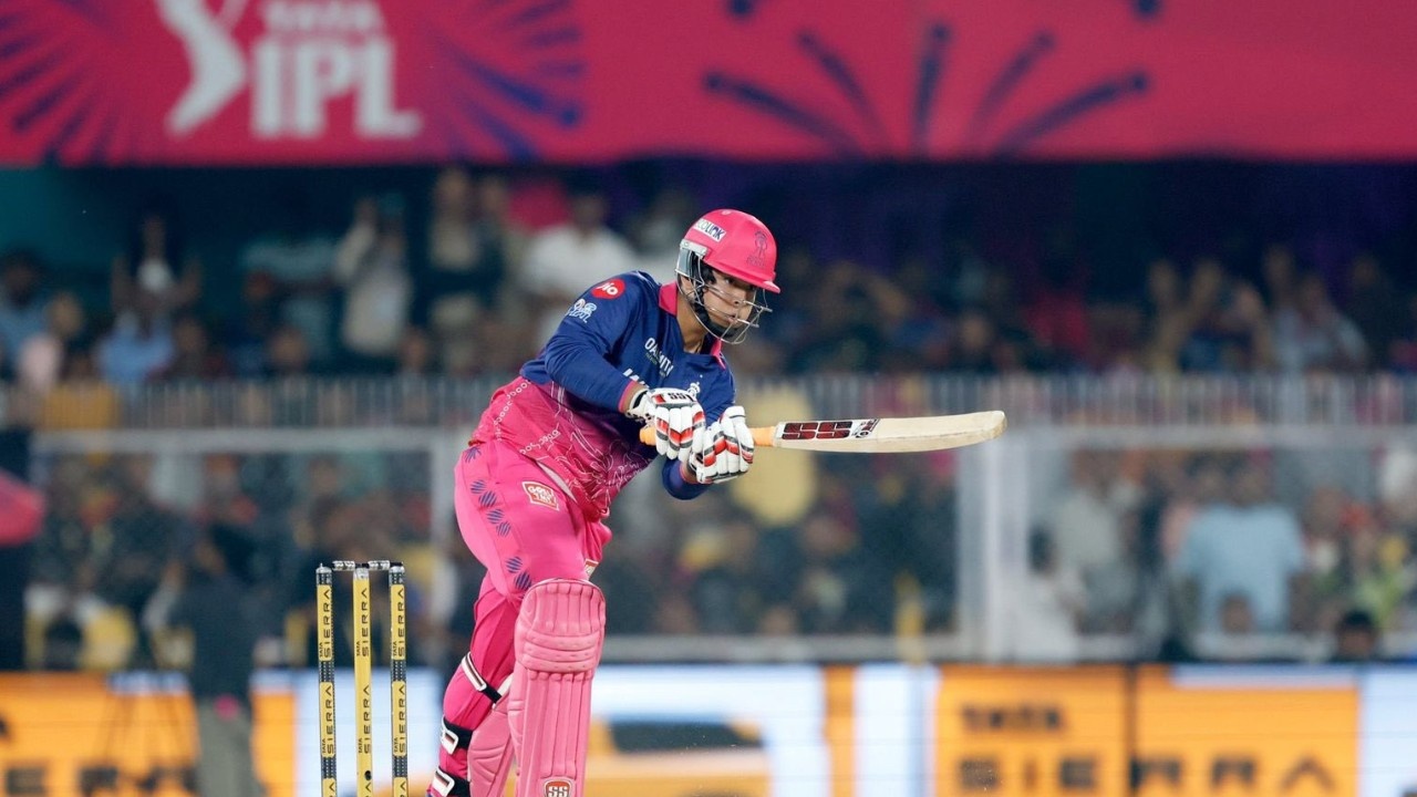 15-year-old Vaibhav Sooryavanshi in action during his explosive 78-run knock for Rajasthan Royals against RCB in Guwahati