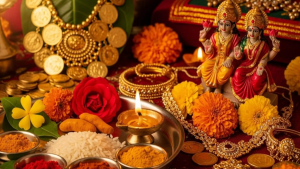 అక్షయ తృతీయ పూజ మరియు దాన ధర్మాలను సూచించే ఆధ్యాత్మిక చిత్రం.