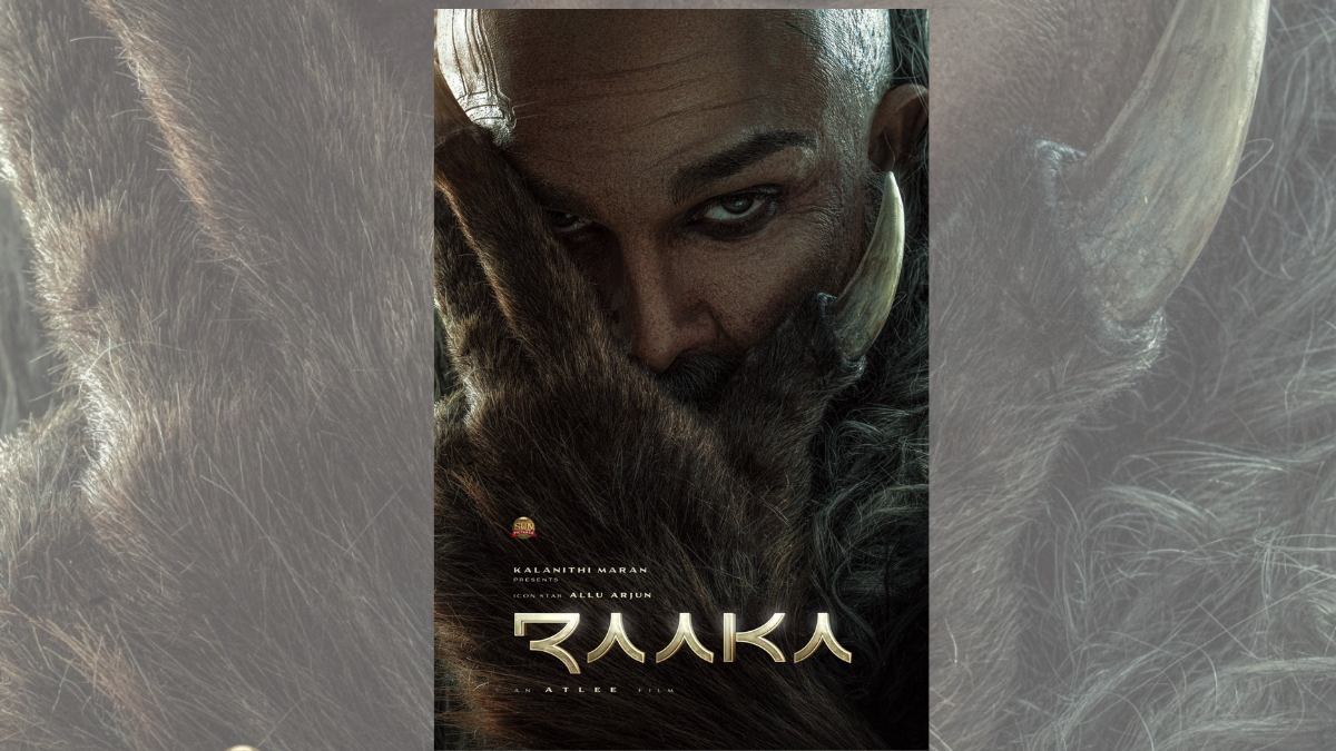 First look poster of Allu Arjun as RAAKA directed by Atlee featuring a half-human half-wolf look