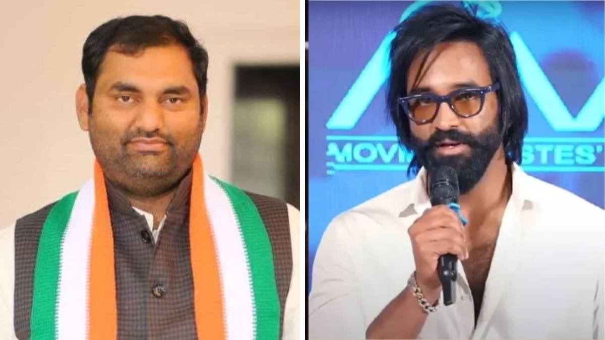 MLA Anirudh Reddy speaking at a press conference regarding drug tests for movie stars and celebrities