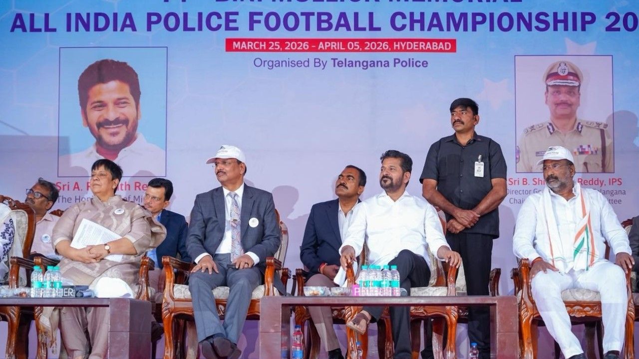 CM Revanth Reddy at Police Football Championship Closing Ceremony Hyderabad