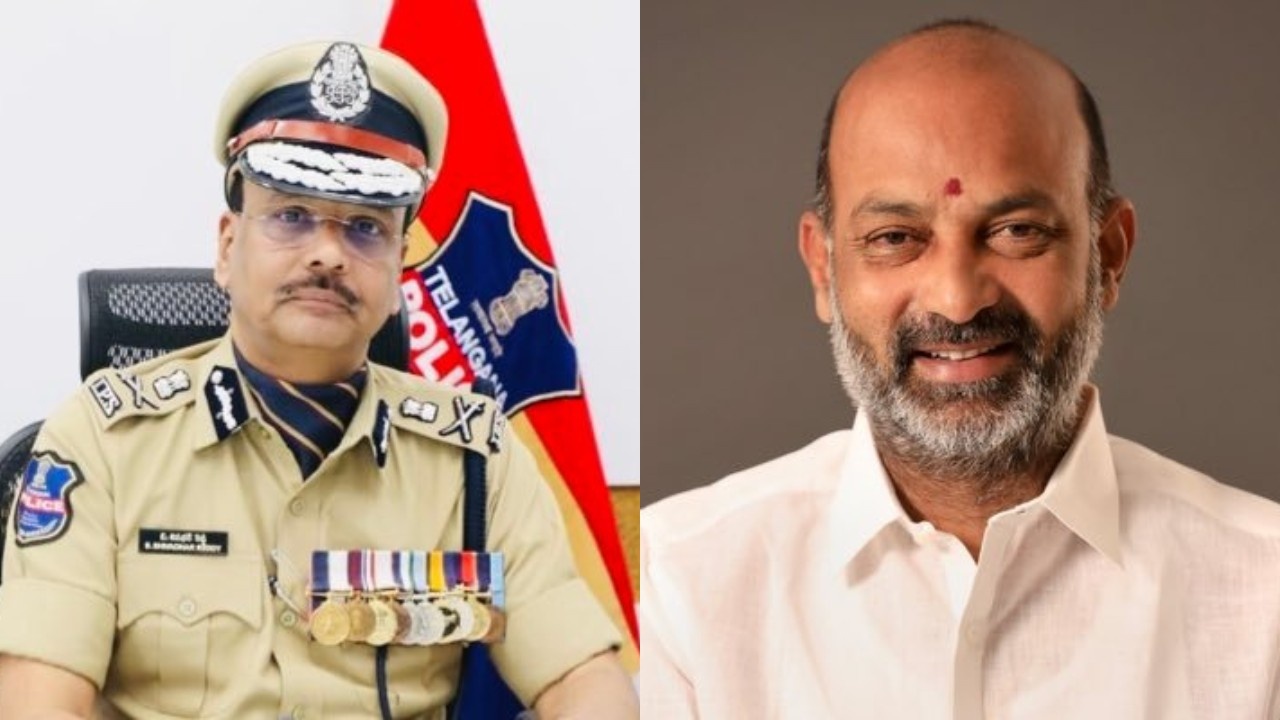 DGP Telangana and Bandi Sanjay Kumar photos representing the discussion on IT workplace safety in Hyderabad.
