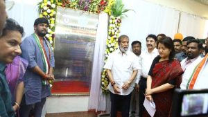 Minister Damodar Rajanarsimha cutting the ribbon at the newly built De-addiction Center of Excellence in Erragadda
