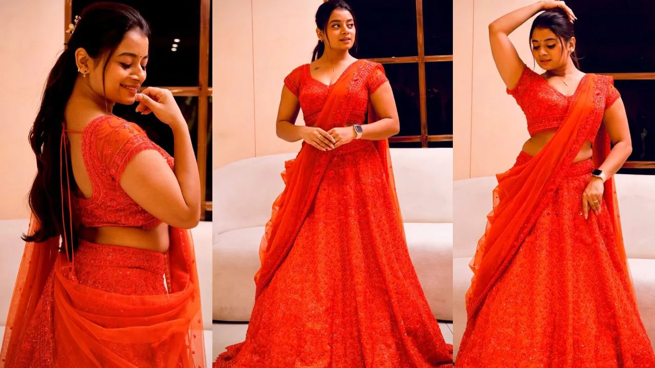 Dhee dancer nainika anasuru stylish look in red dress