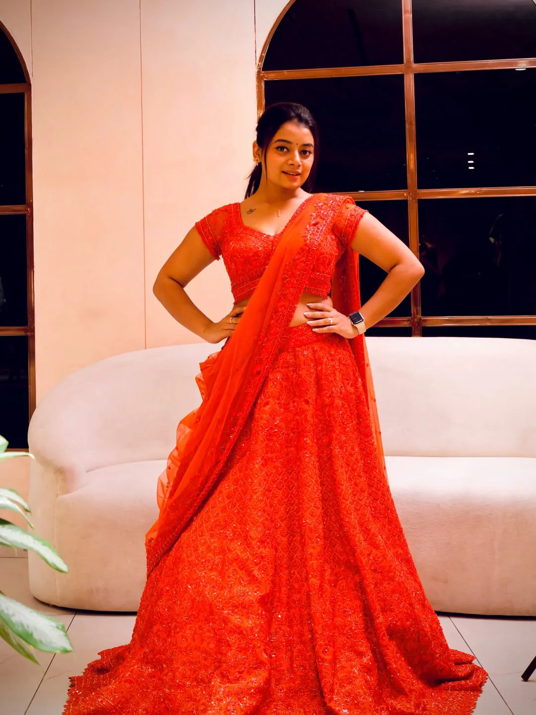 Dhee dancer nainika anasuru stylish look in red dress