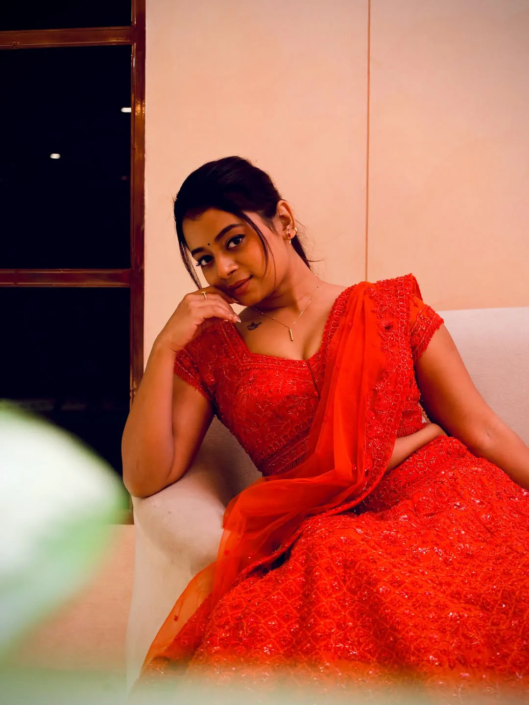 Dhee dancer nainika anasuru stylish look in red dress