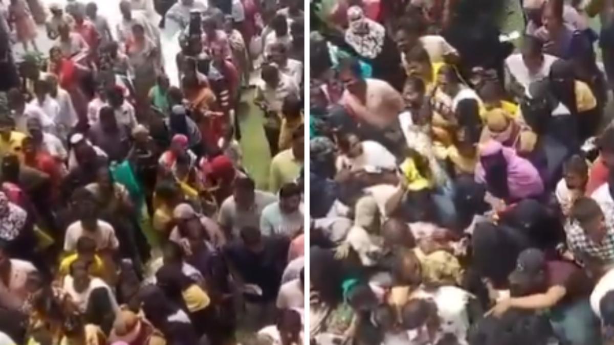 Parents queuing outside Komatireddy Pratheek Government School in Nalgonda for 2026 admissions