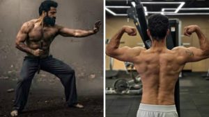 Young Tiger Jr NTR showing his muscular back and beast transformation for Prashanth Neel's film Dragon.