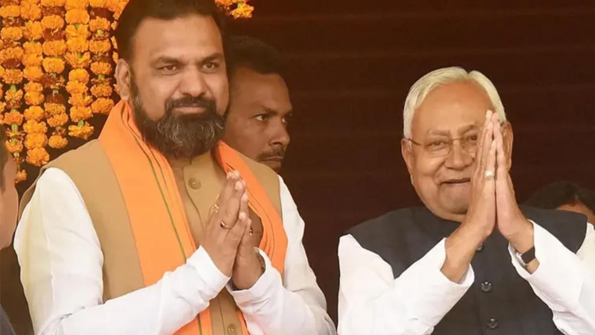 Samrat Choudhary being elected as the leader of the BJP legislative party in Bihar in the presence of senior leaders.