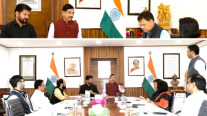 CM Revanth Reddy and Minister Uttam Kumar Reddy meeting Union Minister Pralhad Joshi in Delhi regarding paddy procurement.