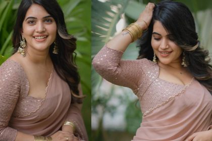 anchor sravanthi stunning looks in saree