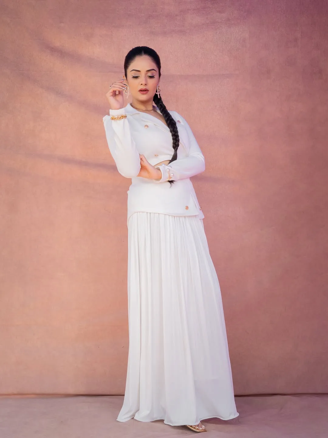anchor sreemukhi latest photos in white dress