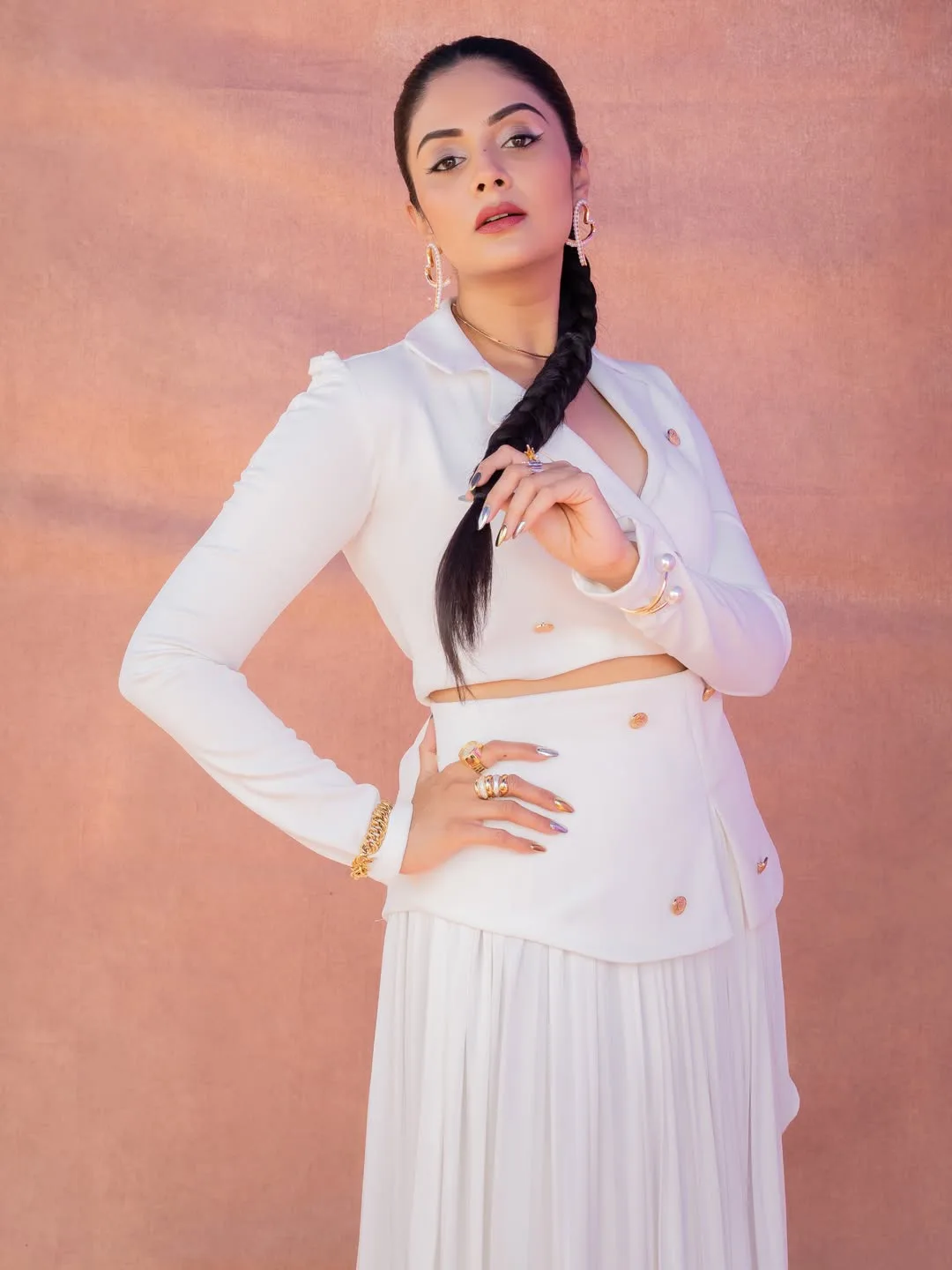 anchor sreemukhi latest photos in white dress