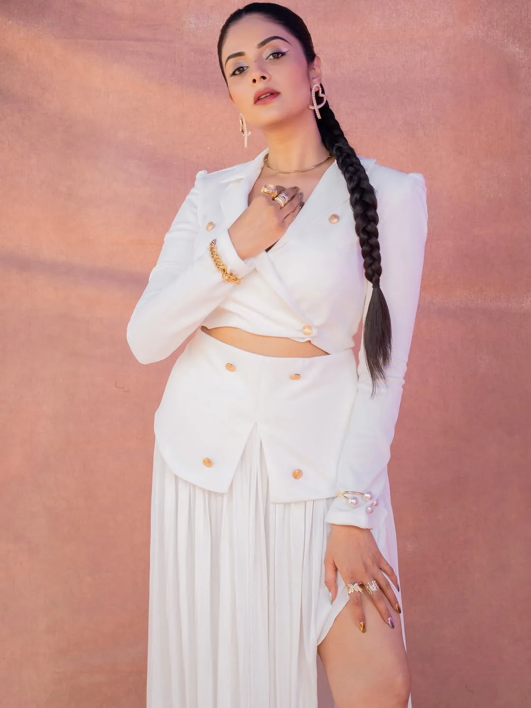 anchor sreemukhi latest photos in white dress