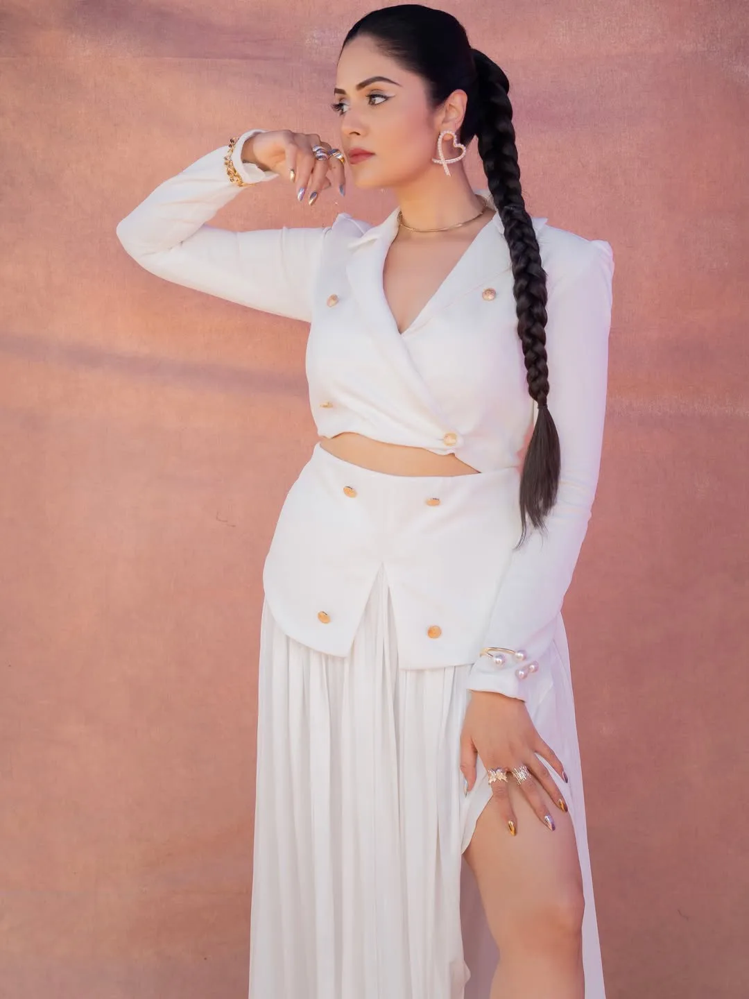 anchor sreemukhi latest photos in white dress