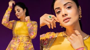 anchor srimukhi latest photos in yellow dress