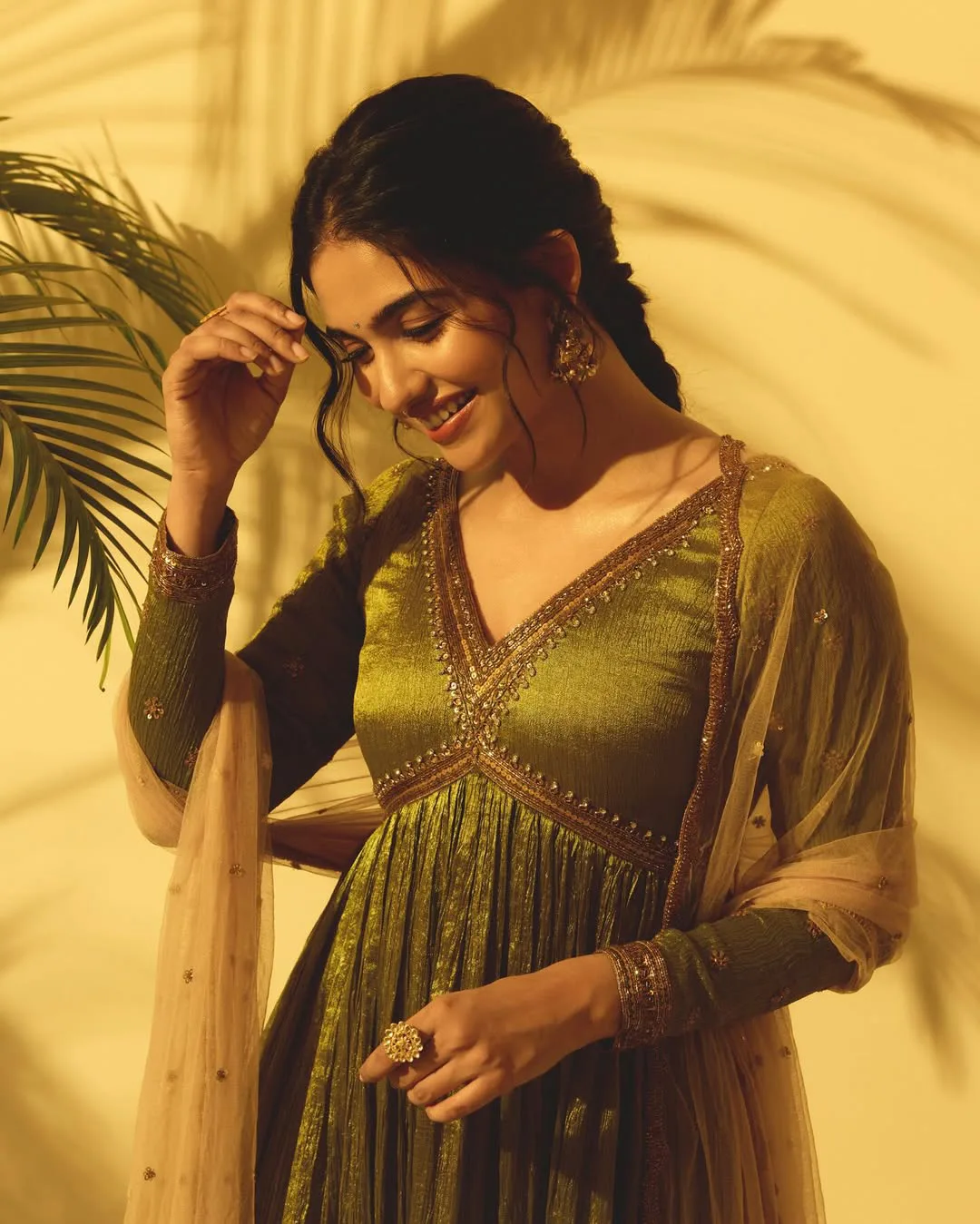mamitha baiju stunning looks in green signal