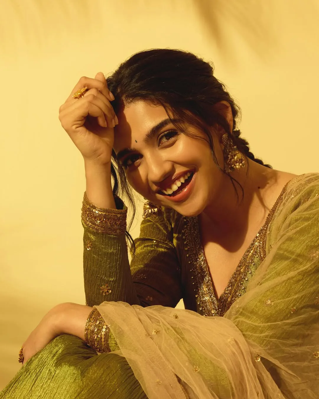 mamitha baiju stunning looks in green signal