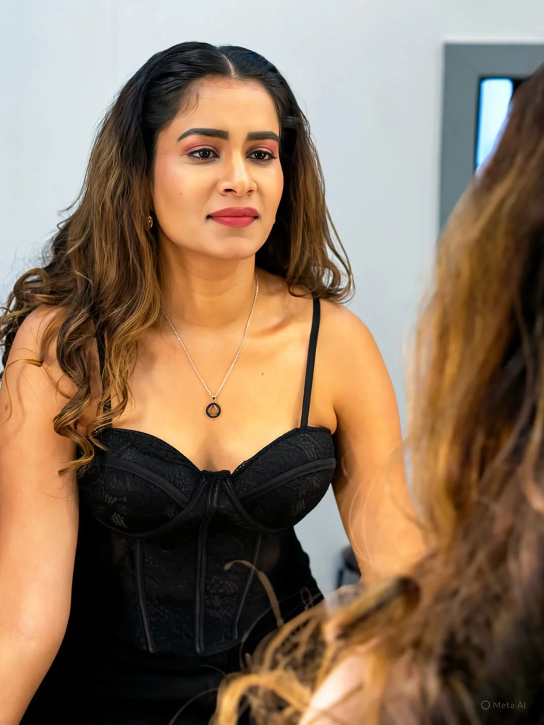 polimera heroine sahithi dasari stunning look in black dress