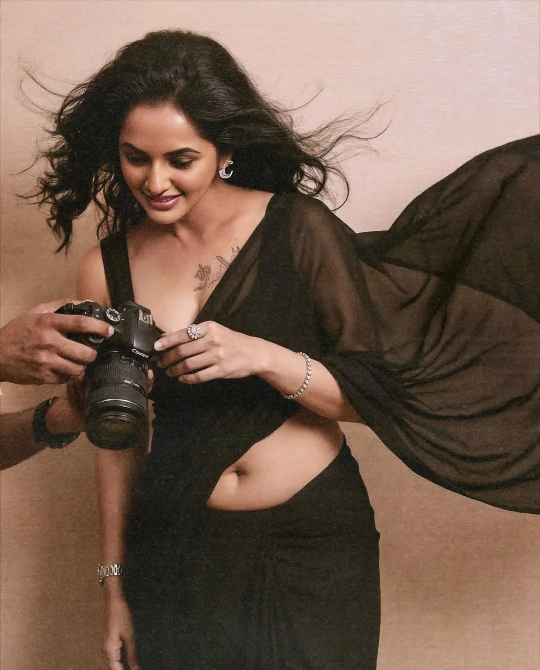 serial actress jyothi poorvaj latest photos in black saree