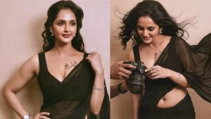 serial actress jyothi poorvaj latest photos in black saree
