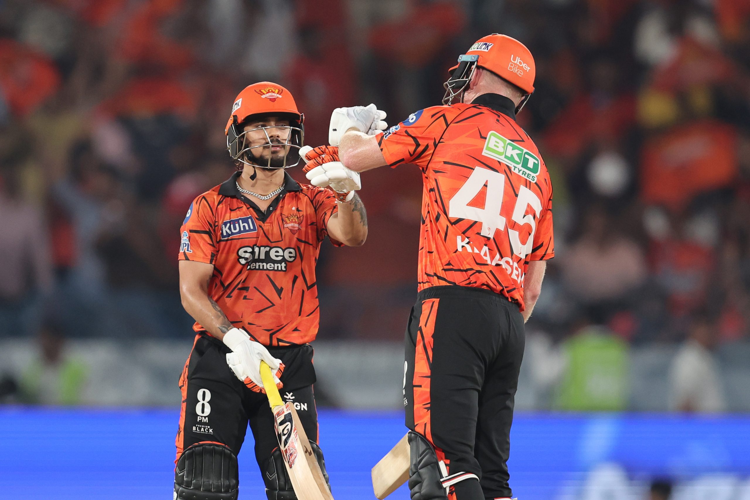 Ishan Kishan scores his 4th half century of the season and goes back for 55 (32)