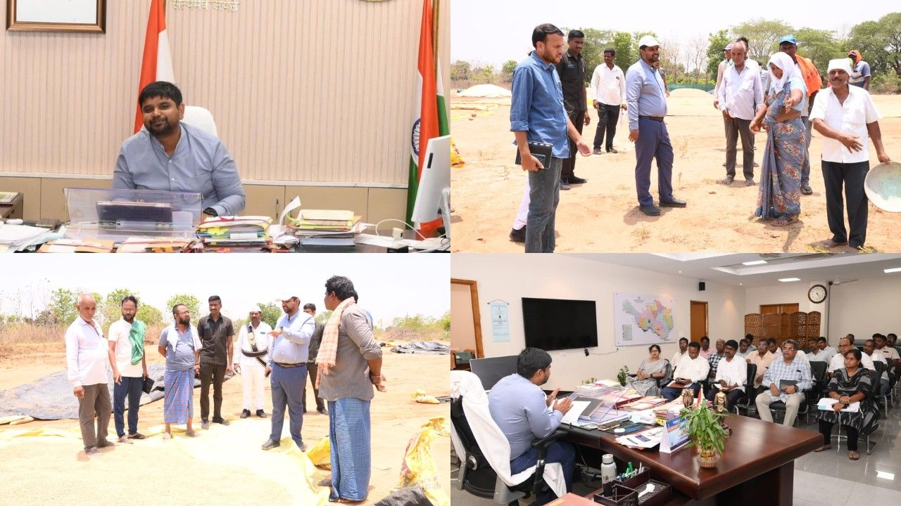 మంచిర్యాల ధాన్యం కొనుగోలు కేంద్రాలు కలెక్టర్ తనిఖీ