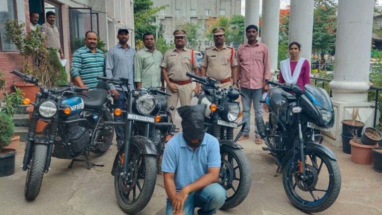 హైదరాబాద్‌లో అంతర్రాష్ట్ర బైక్ దొంగ అరెస్ట్.. రూ.8 లక్షల విలువైన 4 బైకులు స్వాధీనం