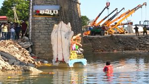Khammam Ganesh Immersion Water Shortage Check Dams Demolition